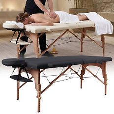 Masérské lehátko inSPORTline Orashi 186x60x62,5-85,5 cm 2-dílné dřevěné