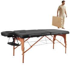 Masážní lehátko inSPORTline Taisage 186x70x62-84 cm 2-dílné dřevěné