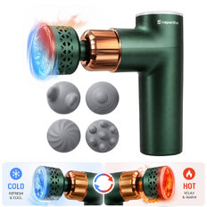 Masážní pistole s hřejivým/chladivým nástavcem inSPORTline ChillFrost • 1800 mAh • 1600-2800 rpm • až 6 mm