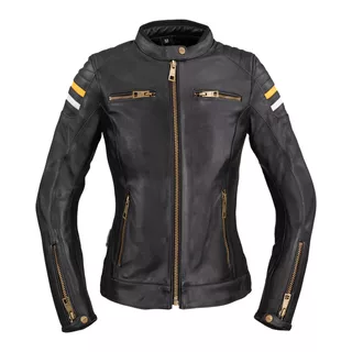 Dámská kožená moto bunda W-TEC Stripe Lady - černá