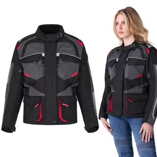 Dámská moto bunda W-TEC Radana - černo-šedo-červená