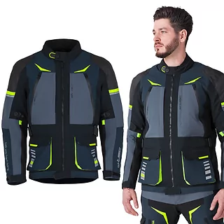 Moto bunda W-TEC Modock - černo-modro-fluo žlutá