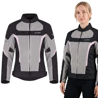 Letní dámská moto bunda W-TEC Mirelia - černo-šedo-růžová