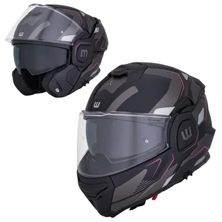 Překlopná moto přilba W-TEC Zoroz P/J - Matt Black-Fluo Pink