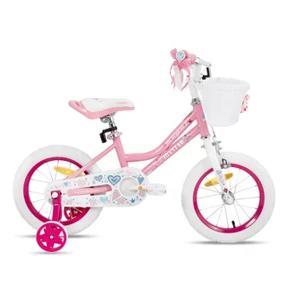 Dětské kolo Joystar Angel 14" s košíkem a kolečky • 91-119 cm