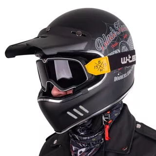 Moto přilba W-TEC Black Heart Retron s brýlemi Dalhart - Angerwheel Black