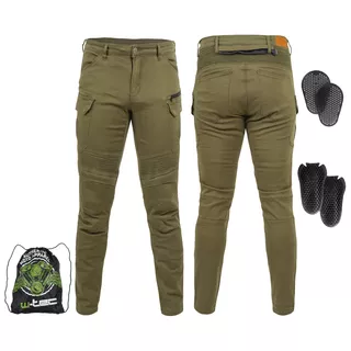 Pánské moto kalhoty W-TEC Cargotic - olivově zelená