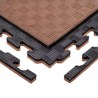 Puzzle tatami podložka inSPORTline Sazegul 100x100x2 cm - mocha mousse-černá, vzor 5 proužků