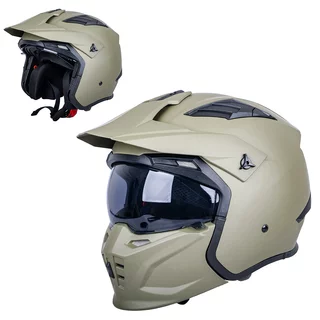 Modulární přilba W-TEC Badalone Army - béžová matná