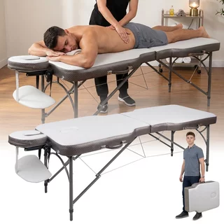 Masérské lehátko inSPORTline Kiyora 186x70x62,5-85,5 cm 2-dílné hliníkové