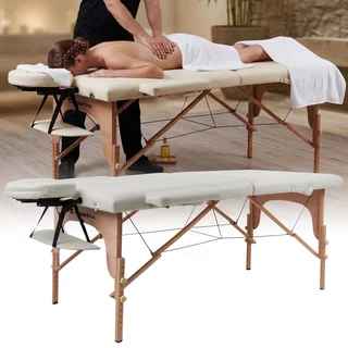Masérské lehátko inSPORTline Orashi 186x60x62,5-85,5 cm 2-dílné dřevěné