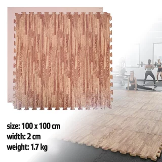 Puzzle tatami podložka inSPORTline Zemalpro 100x100x2 cm - motiv dřeva