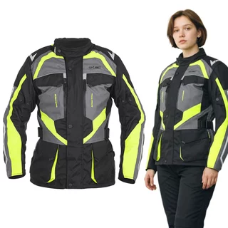 Dámská moto bunda W-TEC Radana - černo-šedo-zelená