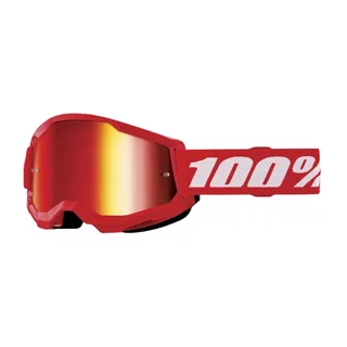 Dětské motokrosové brýle 100% Strata 2 Junior Mirror - červená, červené plexi