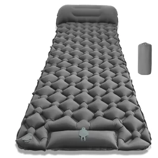Nafukovací karimatka s integrovanou pumpou inSPORTline Soultea 190x60x6 cm - šedá