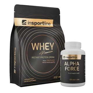 SADA: Protein inSPORTline WHEY Premium 700g + Stimulant inSPORTline AlphaForce, 90 kapslí - čokoláda s lískovými oříšky