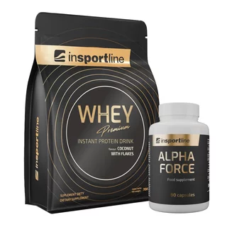 SADA: Protein inSPORTline WHEY Premium 700g + Stimulant inSPORTline AlphaForce, 90 kapslí - kokosové vločky