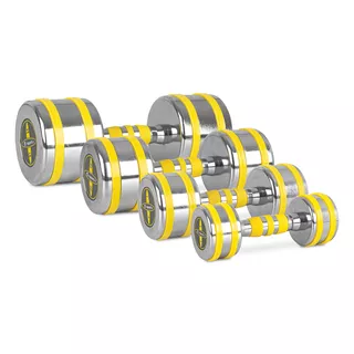 Chromové činky inSPORTline Yellsteel 6-14 kg