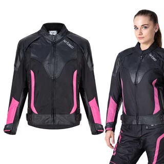 Dámská moto bunda W-TEC Durmana - černo-růžová
