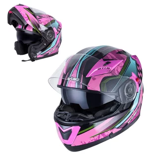 Výklopná moto přilba W-TEC Pezzon Magenta
