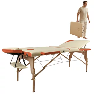 Masérské lehátko inSPORTline Japane 195x70x62-84 cm 3-dílné dřevěné