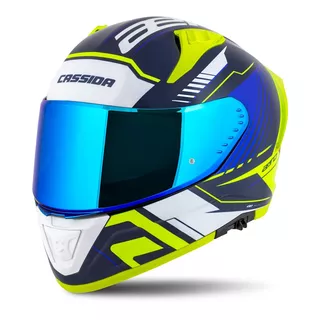Moto přilba Cassida Aero Drome modrá/žlutá fluo/světle modrá/bílá