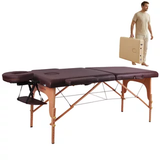 Masážní lehátko inSPORTline Taisage 186x70x62-84 cm 2-dílné dřevěné - hnědá