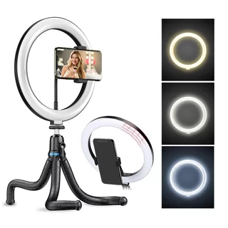 Kruhové LED světlo 10" Apexel s flexibilním stativem