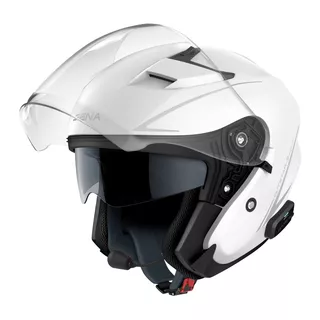 Moto přilba s headsetem SENA Outstar S lesklá bílá