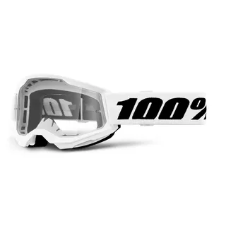Juniorské motokrosové brýle 100% Strata 2 Junior - bílá, čiré plexi