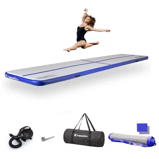 Airtrack inSPORTline Airstunt 500x100x10 cm bílo-modrá s elektrickou pumpou