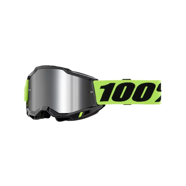 Dětské motokrosové brýle 100% Accuri 2 Junior Mirror - žlutá, zrcadlové stříbrné plexi