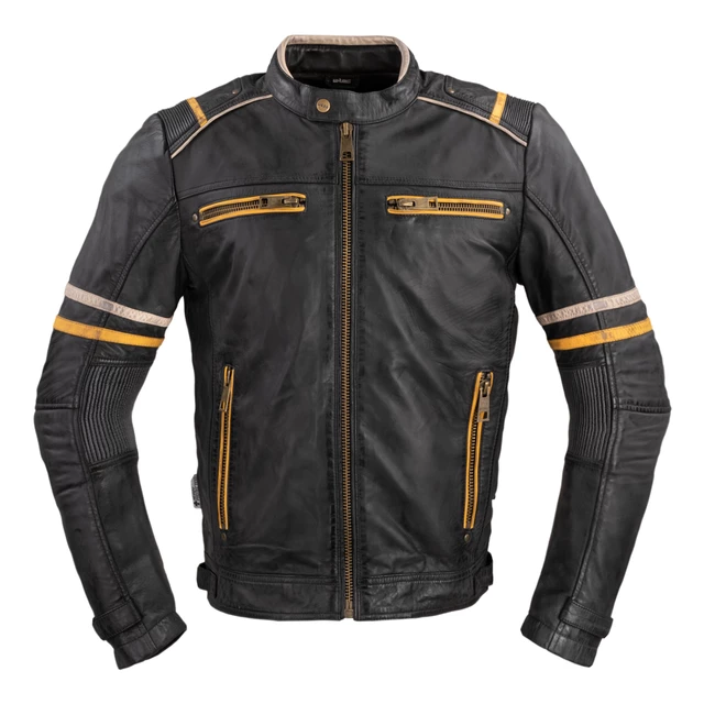 Pánská kožená moto bunda W-TEC Traction - černá - černá