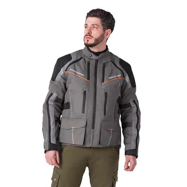 Touringová moto bunda W-TEC Smackton - černo-šedo-oranžová