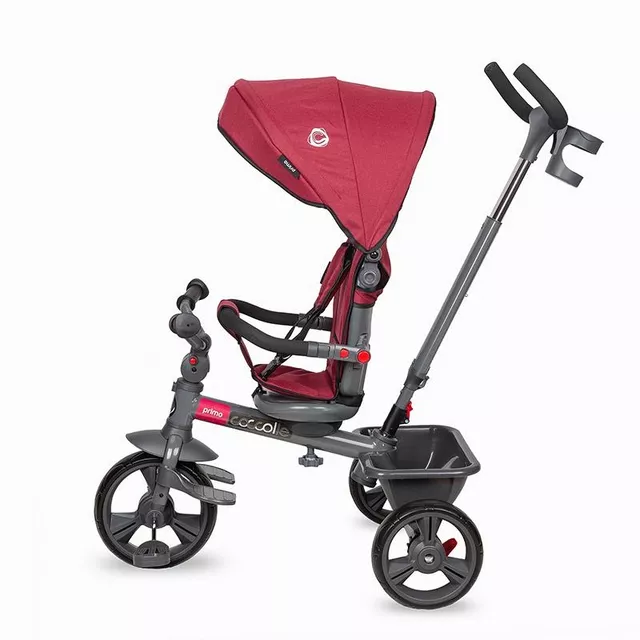 Dětská tříkolka s vodící tyčí Coccolle Primo - magenta