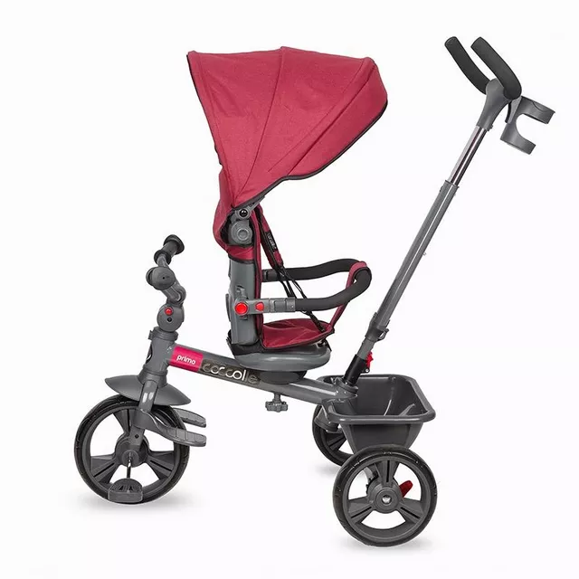 Dětská tříkolka s vodící tyčí Coccolle Primo - magenta