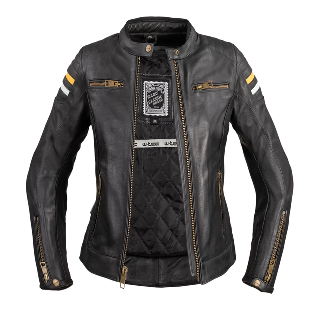Dámská kožená moto bunda W-TEC Stripe Lady - černá