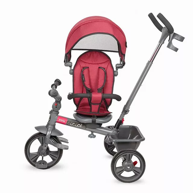 Dětská tříkolka s vodící tyčí Coccolle Primo - magenta