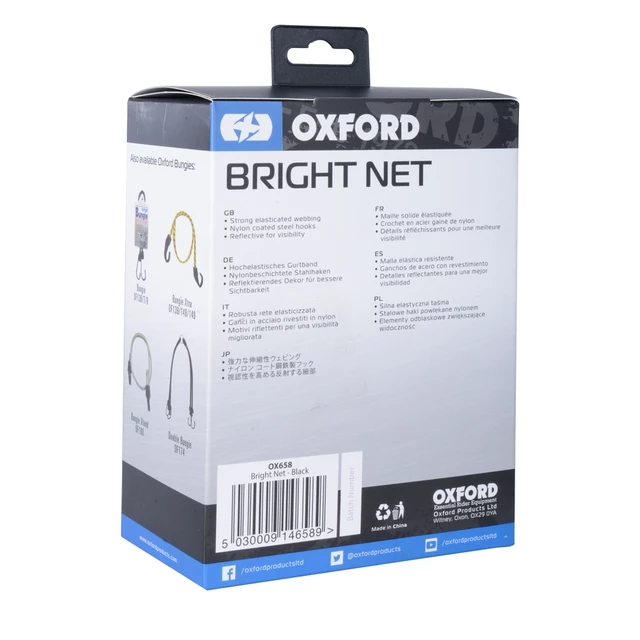 Pružná zavazadlová síť Oxford Bright Net 38 x 38 cm černá/reflexní