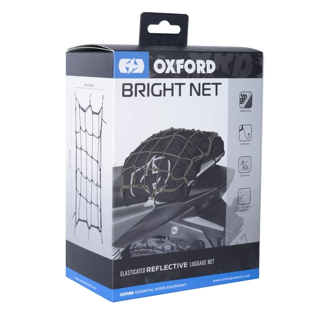 Pružná zavazadlová síť Oxford Bright Net 38 x 38 cm černá/reflexní