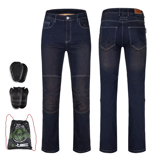 Moto jeansy W-TEC Pawted s nepromokavou membránou - tmavě modrá - tmavě modrá