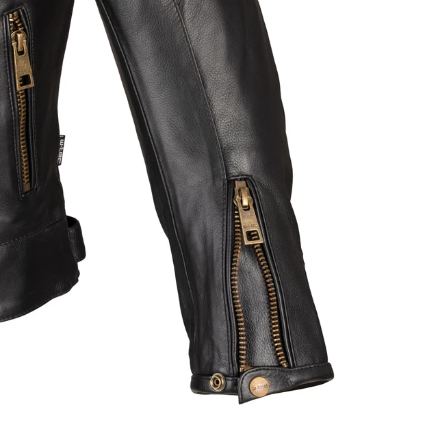 Pánská kožená moto bunda W-TEC Stripe - 2.jakost - černá s béžovými pruhy