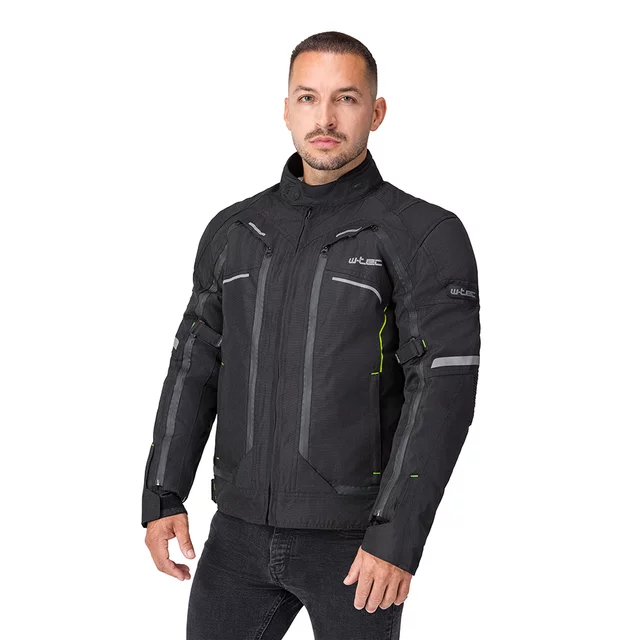 Pánská moto bunda W-TEC Progair - černá-fluo