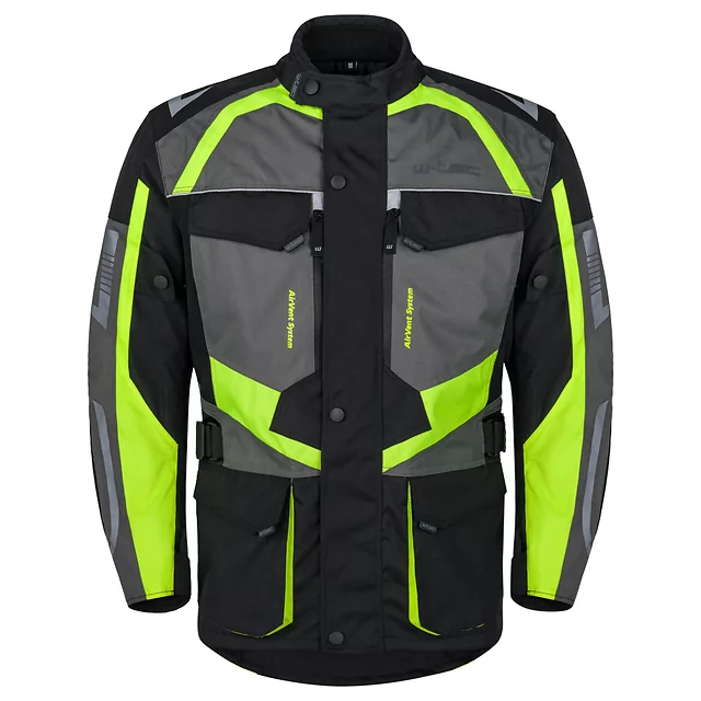 Pánská moto bunda W-TEC Burdys Evo - černo-šedo-zelená