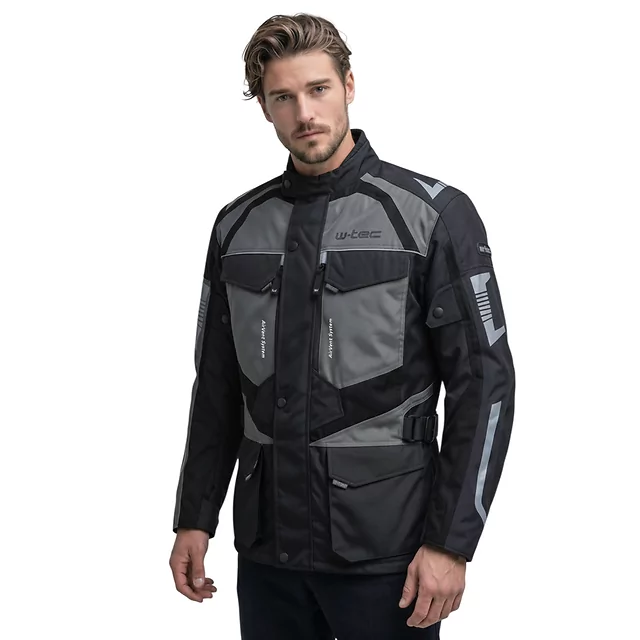 Pánská moto bunda W-TEC Burdys Evo - černo-šedo-zelená