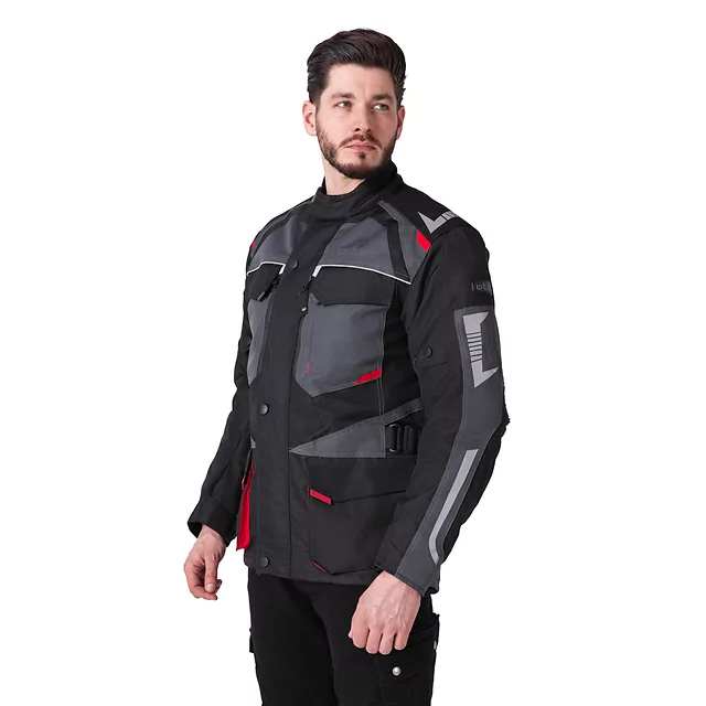 Pánská moto bunda W-TEC Burdys Evo - černo-šedo-zelená