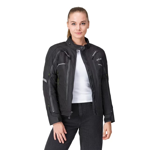 Dámská moto bunda W-TEC Progair Lady - černá-fluo