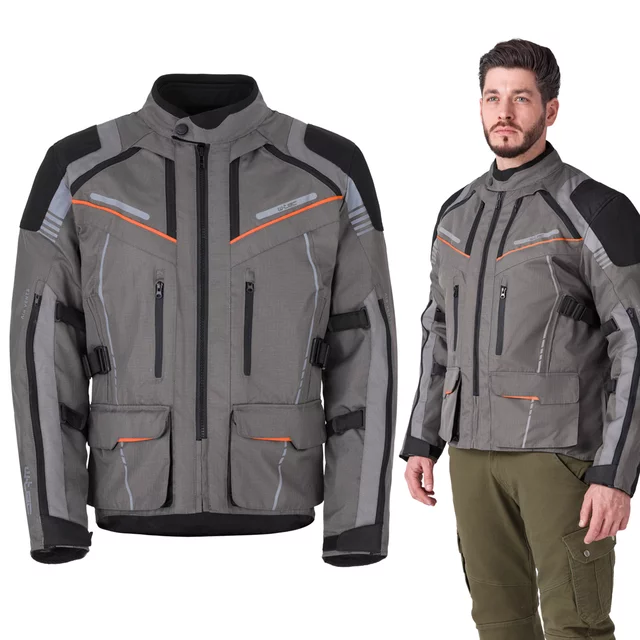 Touringová moto bunda W-TEC Smackton - černo-šedo-oranžová - černo-šedo-oranžová