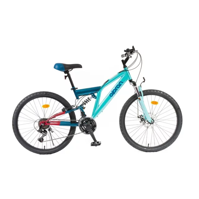 Odlehčené juniorské celoodpružené kolo Olpran Culex 24" - model 2026 • 150-165 cm • 14,6 kg - černá/červená - modrá/červená