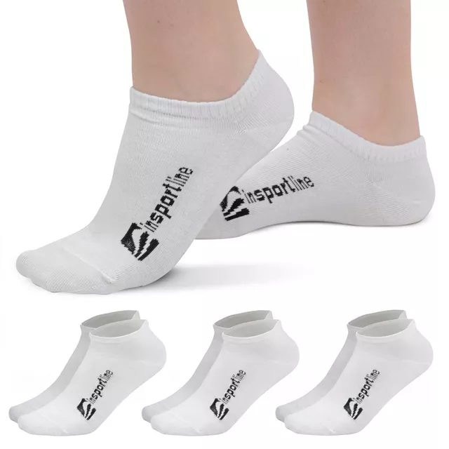 Bambusové kotníkové ponožky inSPORTline Silvatic Ankle AG+ antibakteriální - 3 páry - bílá - bílá